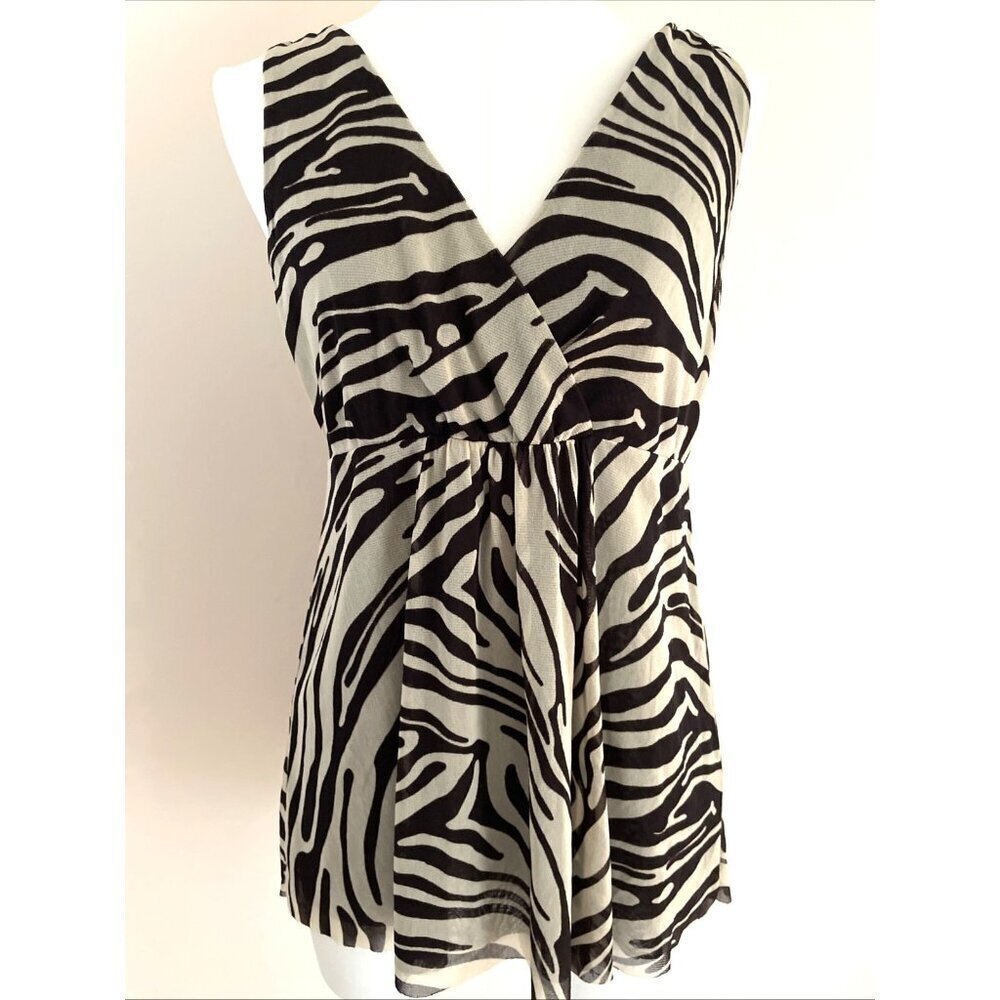 Vintage Y2k Michael Kors Animal Print Top Size Large Brown Empire Waist Fairy